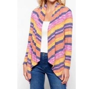 Bobeau Amie Waterfall Cardigan Navy Rust Combo Size Small‎ (H3)